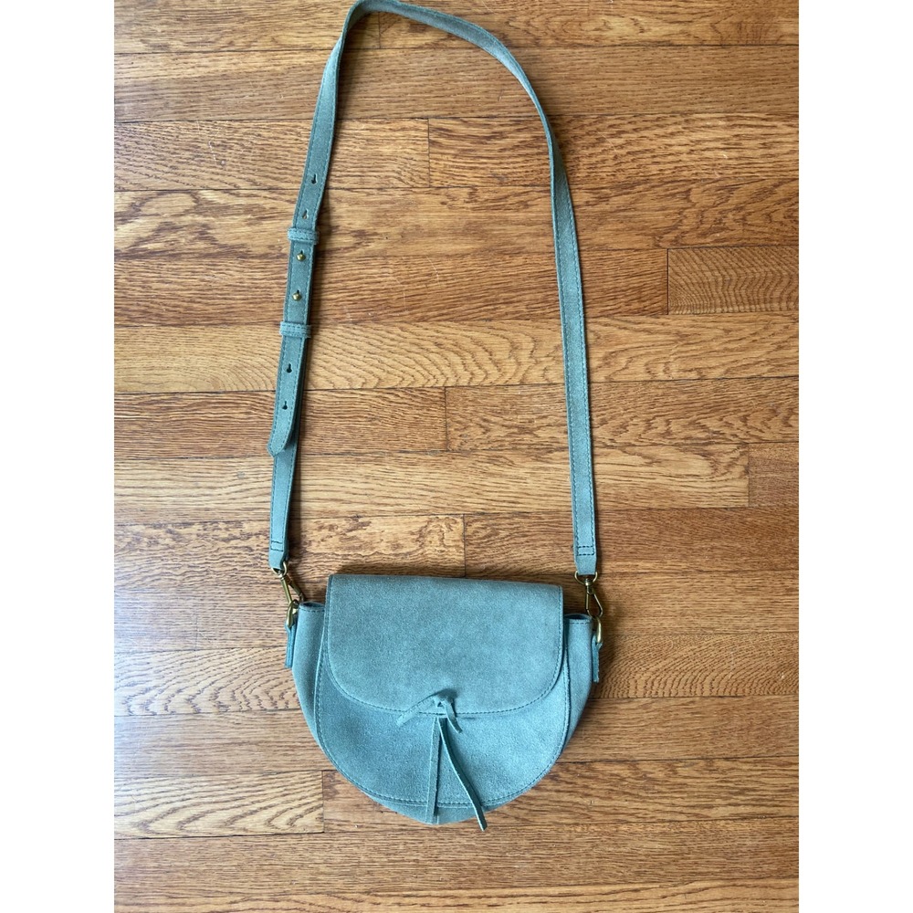 MADEWELL The Elsewhere Tie Saddle Bag in Suede Leather Crossbody Light Olive